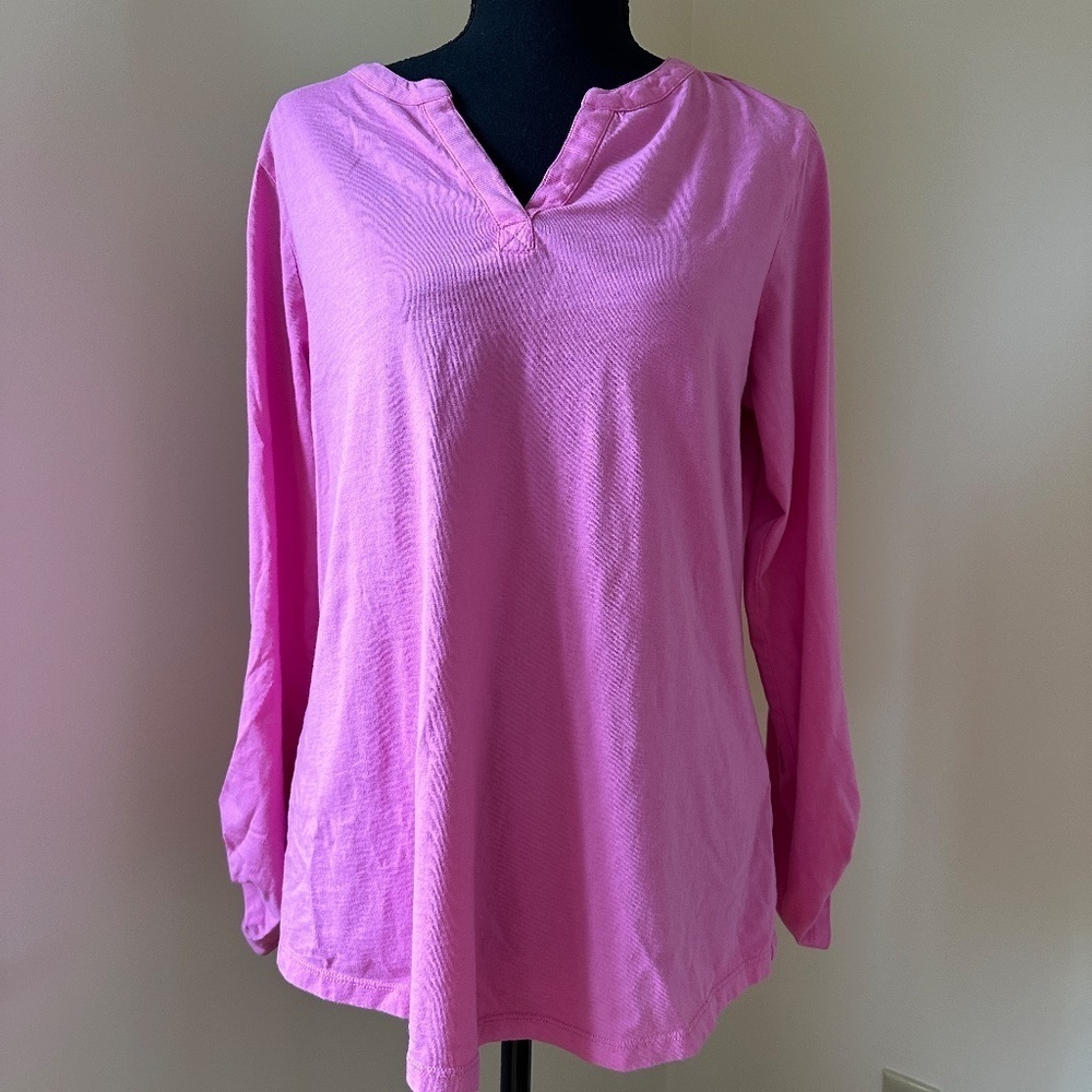 *CHARTER CLUB* Pink V-Neck Long Sleeve Shirt Size Medium